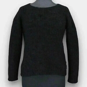 Melanie Lyne Women's Boatneck Eyelash Fuzzy Knit Sweater M Black
